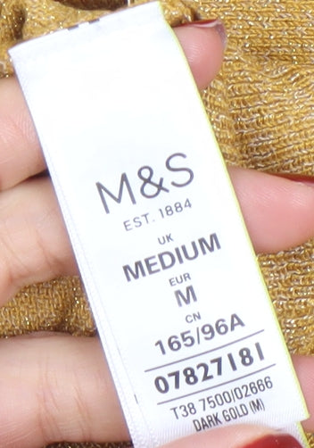 Marks & Spencer Womens Gold Mock Neck Long Sleeve Pullover Jumper Size M
