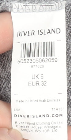 River Island Women’s Grey V-Neck Long Sleeve Knit Tunic Top UK 6