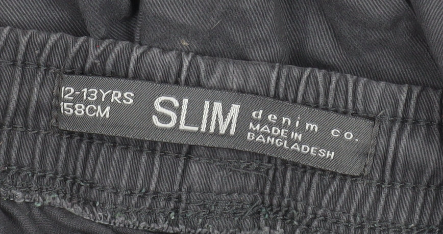 Denim Co Boys Black Slim Fit Cotton Joggers 12-13 Years