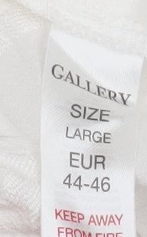 Gallery Women’s White Floral Tunic Blouse Size 16 Viscose Long Sleeve