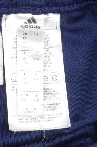 Adidas Boys Blue 13-14 Years Tapered Track Pants Quick Dry Polyester