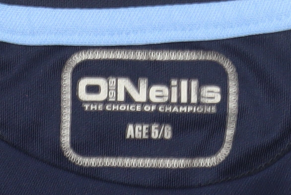 O'Neill Boys Blue Sports Jersey T-Shirt 5-6 Years Short Sleeve Polyester