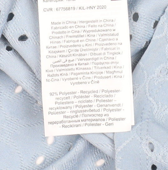 VILA Women's Blue Lace V-Neck Short Sleeve Tunic Blouse Size XL