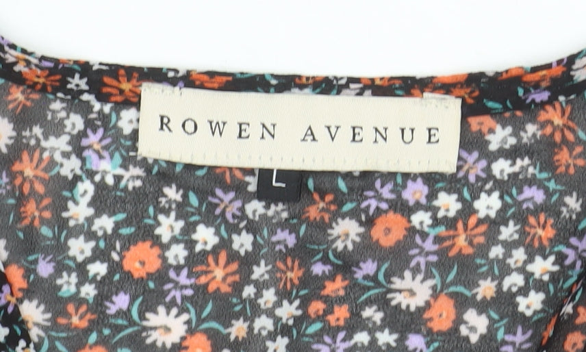 Rowen Avenue Womens Multicoloured Floral Tunic Blouse L