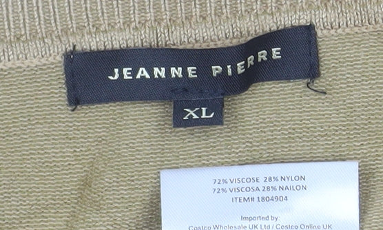 Jeanne Pierre Women's Beige Beaded Cardigan XL Knit Long Sleeve