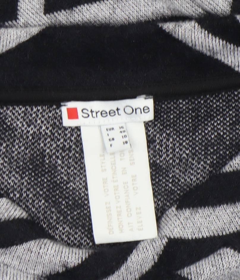 Street One Women's Black Geometric Knit Jumper Size 10