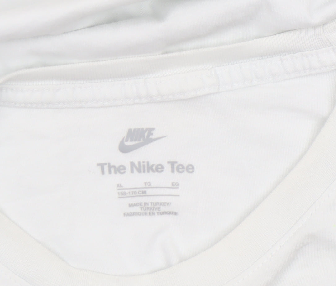 Nike Boys White Crew Neck Short Sleeve Cotton Sports T-Shirt Size 158cm XL