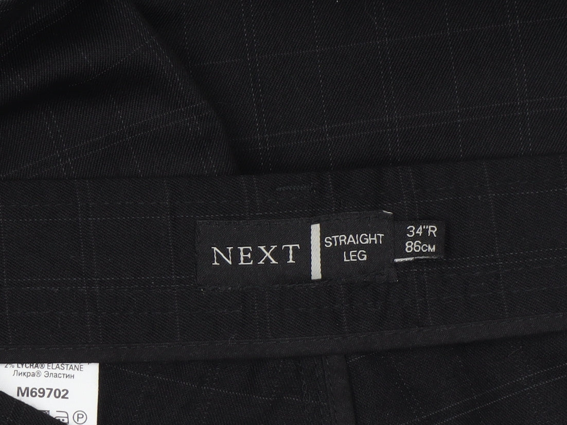 Next Men's Black Wool Blend Straight Leg Trousers 34R