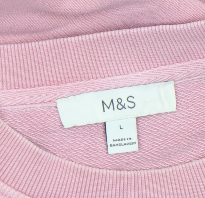 Marks and Spencer Women Pink Cotton Pullover Sweatshirt L