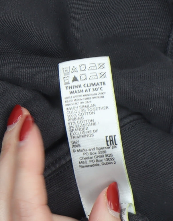 Marks & Spencer Men's Black Cotton Crew Neck Pullover Sweatshirt L