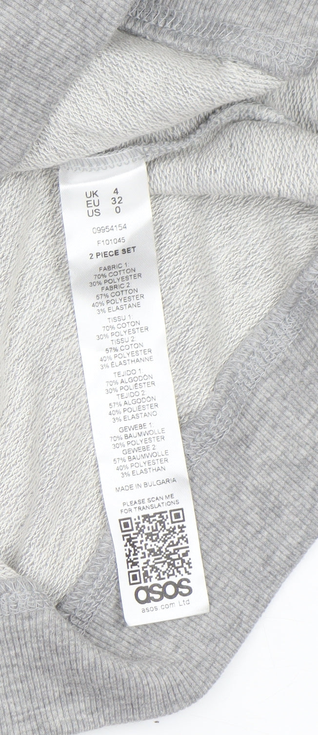 ASOS Women Grey Cotton Blend Crew Neck Pullover Sweatshirt UK 4