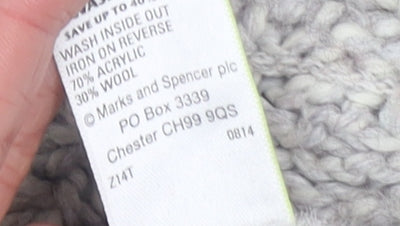 Marks & Spencer Women’s Grey Chunky Knit Open Cardigan Size 14