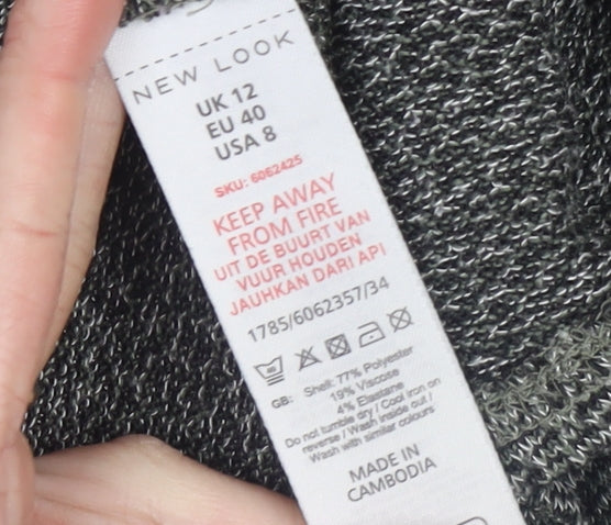 New Look Womens Grey Size 12 3/4 Sleeve Boat Neck Jumper