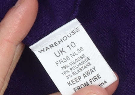 Warehouse Women’s Purple Roll Neck Knit Short Dress Size 10