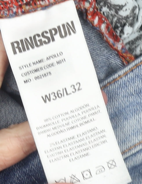 Ringspun Men's Blue Skinny Distressed Stretch Denim Jeans W36 L32