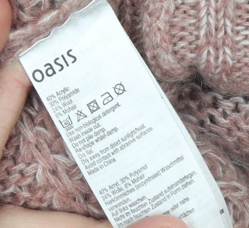 Oasis Womens Pink Chunky Knit Open Cardigan L