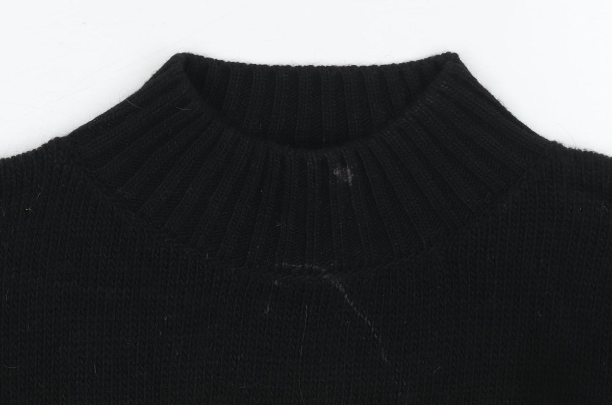 KAOS Jeans Womens Black Mock Neck Funny Face Pullover Jumper Size S