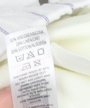 Dunnes Men's White Striped Lounge Pants Size L Viscose Linen Blend