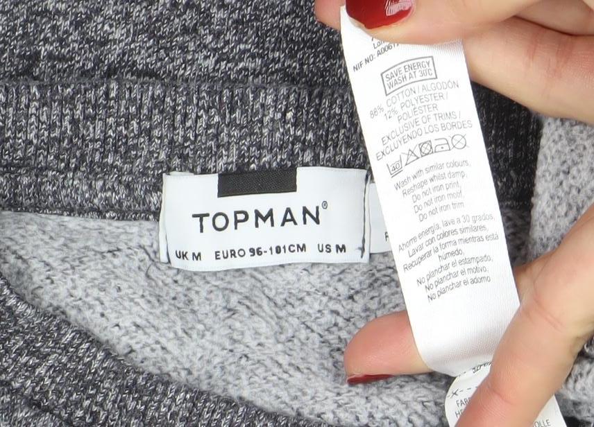 Topman Men's Grey Knit Crew Neck Sweatshirt Size M
