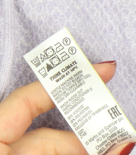 Marks & Spencer Women Lilac Full Zip Hooded Cardigan L