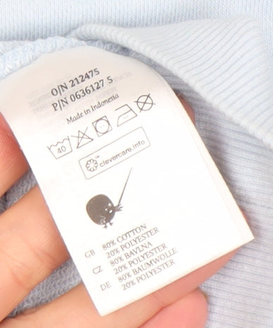 Monki Women Light Blue Cotton Blend Crew Neck Sweatshirt M