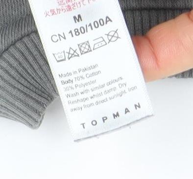 Topman Men's Grey Pullover Sweatshirt Size M Crew Neck Fleece Cotton Blend