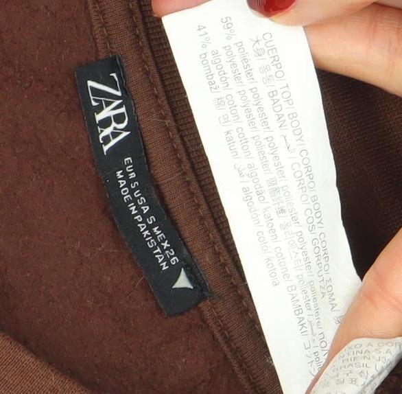 Zara Women Brown Size S Crew Neck Pullover Sweatshirt