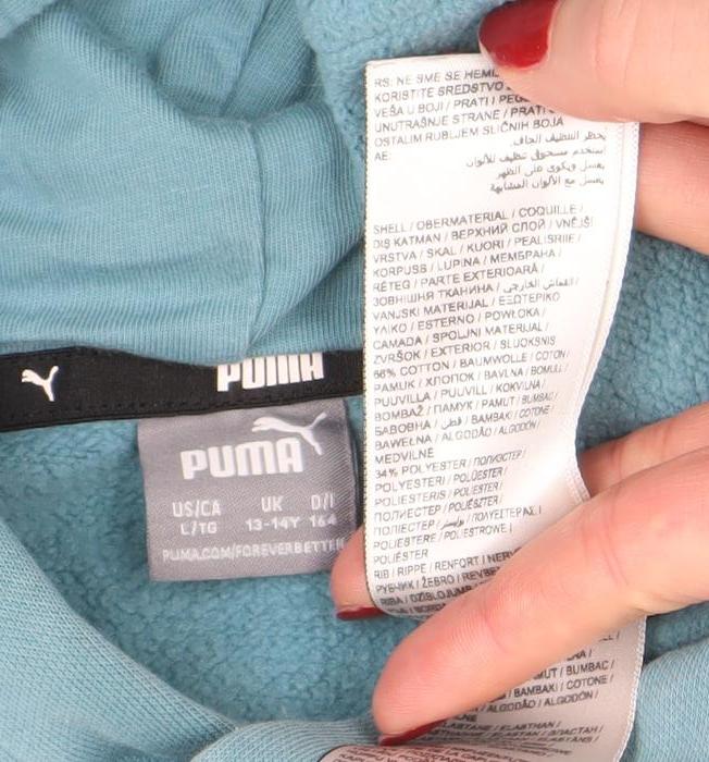 Puma Boys Blue Pullover Hoodie 13-14 Years Cotton Blend Logo Design