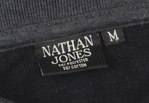 Nathan Jones Men's Grey Collared Henley Sweatshirt Size M