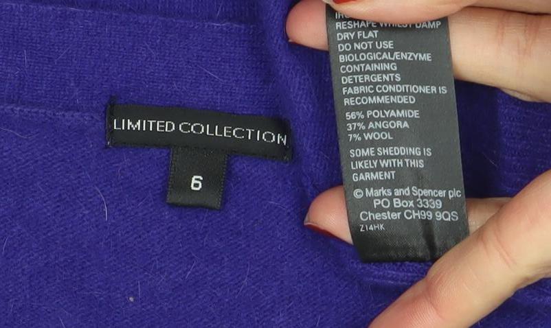 Marks & Spencer Women Purple Wool Angora Knit Bodycon Dress Size 6