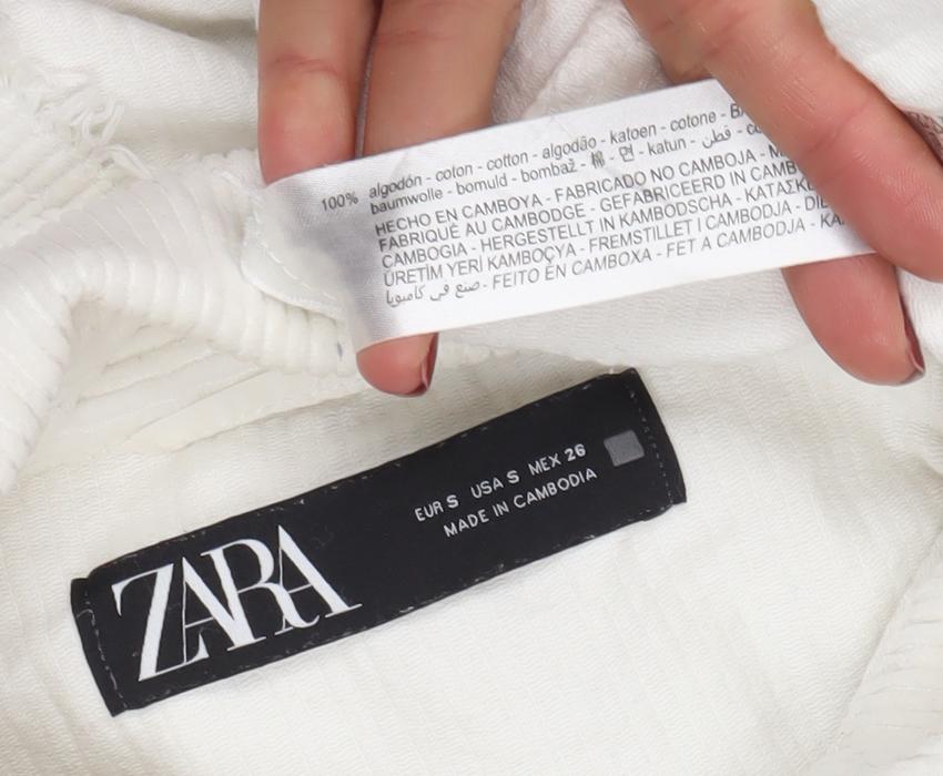 Zara Women Ivory Corduroy Button-Up Jacket Size S Relaxed Fit