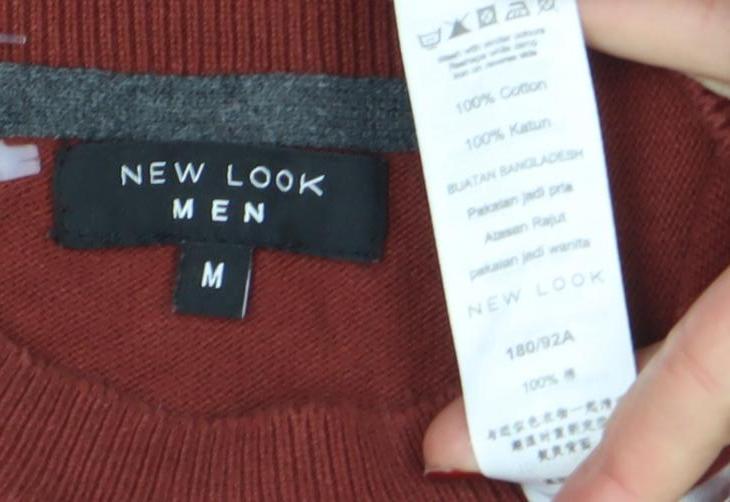 New Look Men Brown Cotton Crew Neck Jumper Size M