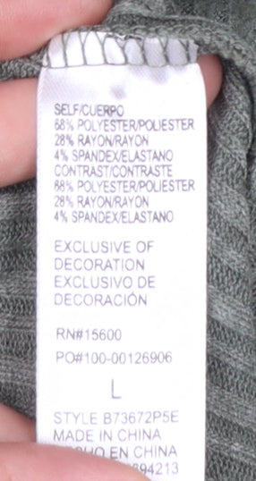 Democracy Women Green Long Sleeve Henley Jersey Blouse Size L