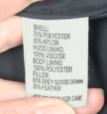Jigsaw Women's Black Long Hooded Down Coat Size 8