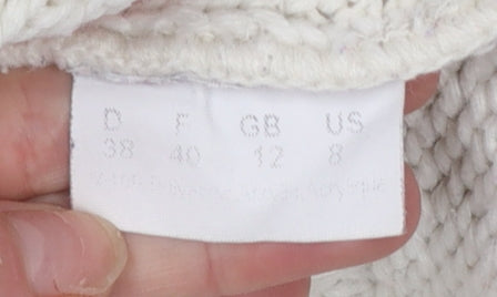 Now or Never Women Ivory Roll Neck Chunky Knit Jumper Size 12