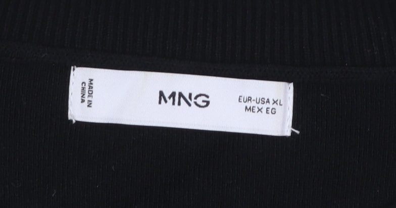 MNG Women's Black and Ivory Knit Pullover Jumper XL