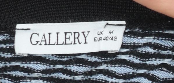 Gallery Womens Black Geometric Polo Shirt Size M Short Sleeve Cotton Blend