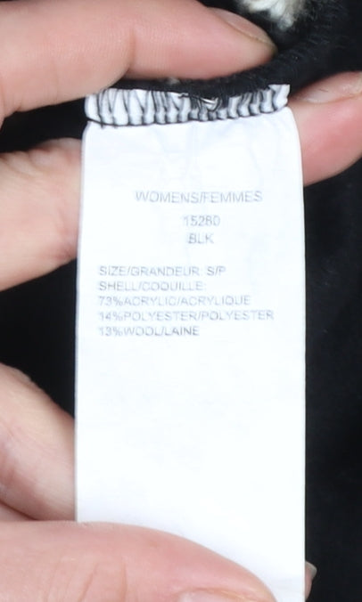 Woolrich Womens Black Geometric Fleece Jacket Size S