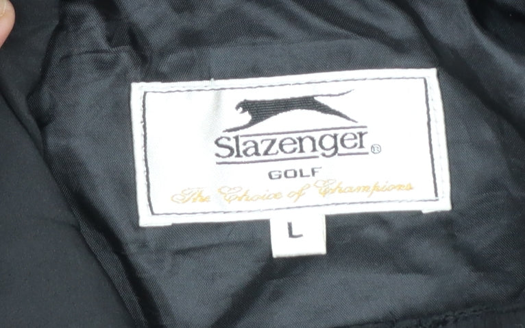 Slazenger Mens Black L Golf Windbreaker Jacket Waterproof Lined
