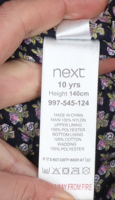 Next Girls Blue Hooded Parka Jacket 10 Years Lined Mid-Length Casual