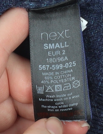 Next Men’s Blue Crew Neck Cotton Blend Pullover Jumper Size S