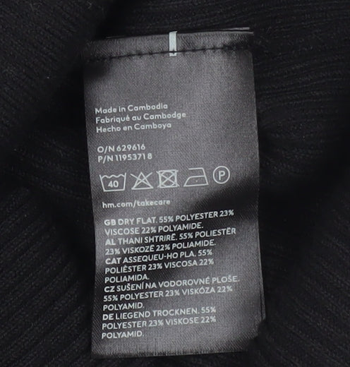 H&M Women’s Black Ribbed Knit Bodycon Midi Dress XS