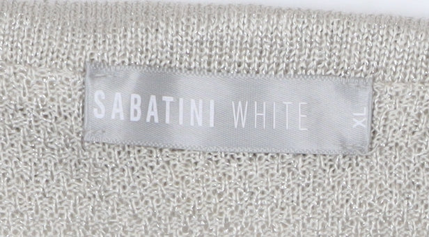Sabatini White Women's Beige Open Knit Shrug XL