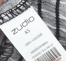 Zudio Womens Black Striped Cropped Blouse XS Collared Long Sleeve