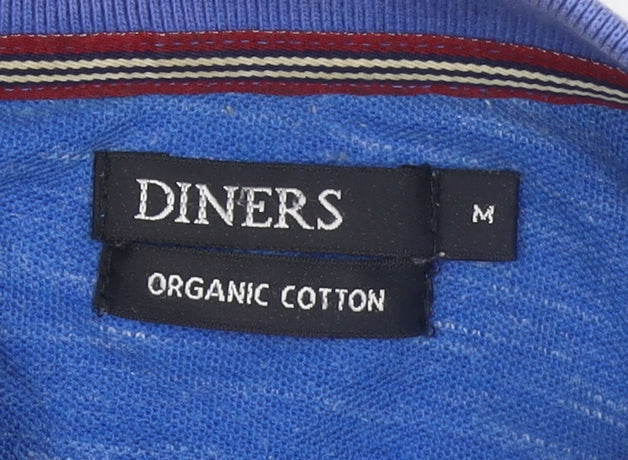 Diners Men's Blue Organic Cotton Short Sleeve Polo Shirt M