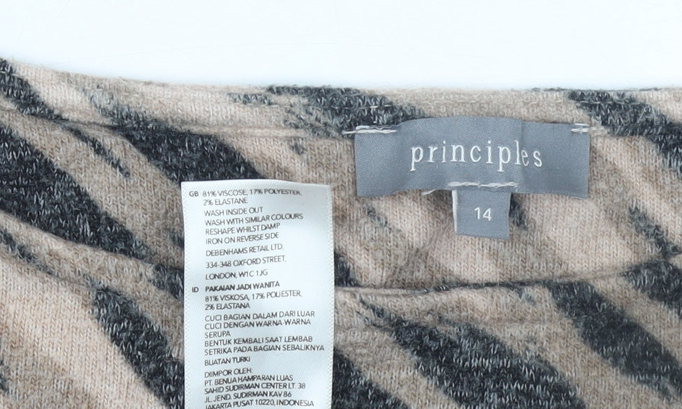 Principles Women's Beige Animal Print Pullover Jumper Size 14