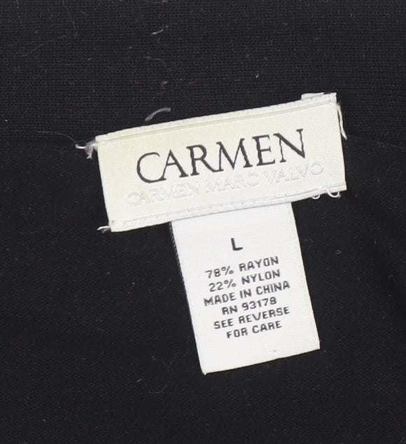 Carmen Marc Valvo Women's Black L Knit Open Cardigan