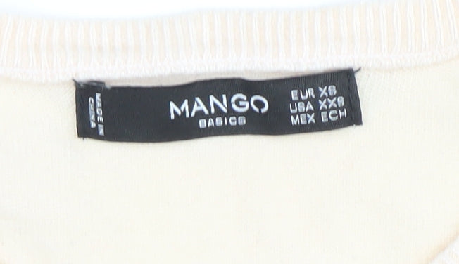Mango Women’s Beige Cotton Crew Neck Long Sleeve Jumper XS