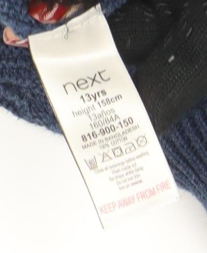 Next Boys Blue Cable Knit 1/4 Zip Jumper 13 Years Cotton Blend Winter