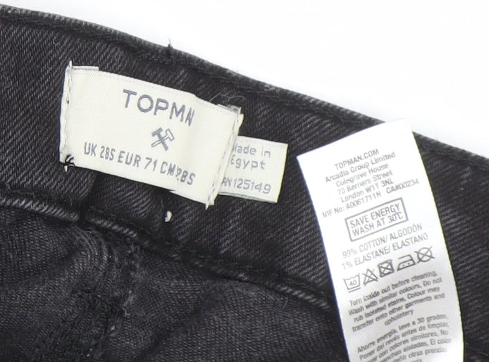 Topman Men's Black Skinny Distressed Jeans 28S Denim Cotton Stretch